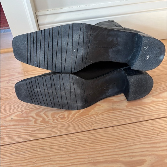 Stuart Weitzman Square Toe Pointy Black Leather Boots - Picture 10 of 12